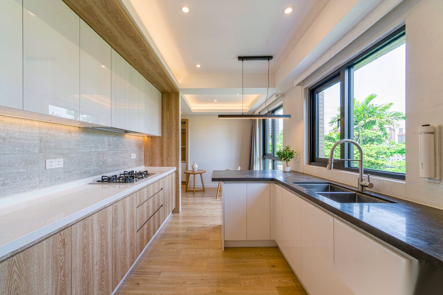 Base cabinet and edge-sealed door detail